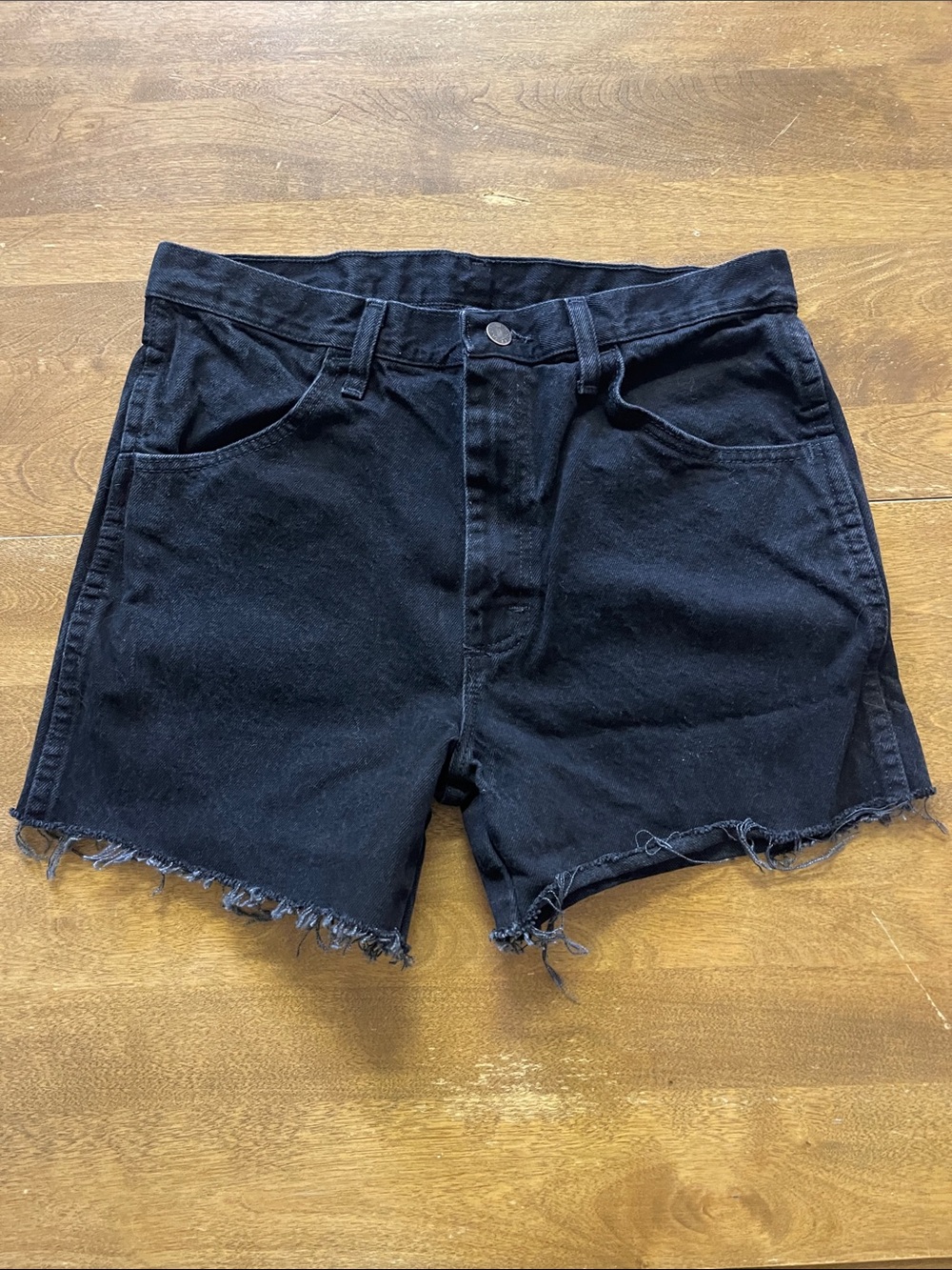 Rustler Black Frayed Hem Denim Shorts
